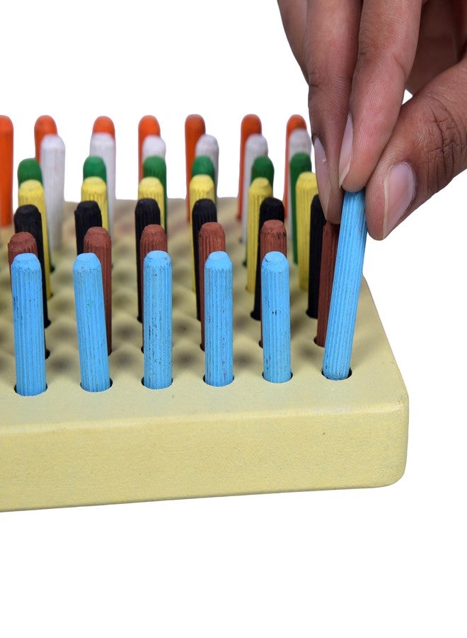 RCW Wooden Counting Educational Color Cognition Stacking & Sorting Wooden Toys Shape Sorting & Domino Building Blocks for 3+ Children 1 Board with 49 Multicolor Pins Birthday Gift for Kids & Girl - Image 4